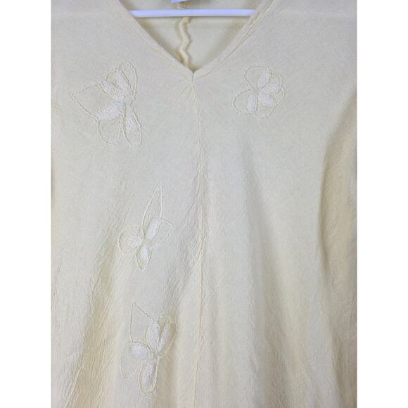 Manta Del Lago Coastal Dress M Womens Yellow Lace Embroidered Cottage Core - Picture 3 of 6
